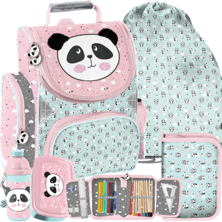 Aktovka školská taška - Školská taška s Pandami Bear Panda Mint Paso