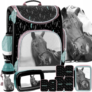 Aktovka školská taška - Školská taška Set 5W1 Horse Horse Paso Horse
