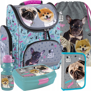 Aktovka školská taška - Schoolbag set 5in1 so školským psom do 1 triedy