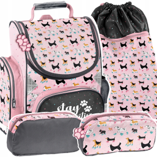 Aktovka školská taška - Schoolbag School Set pre dievča v psoch
