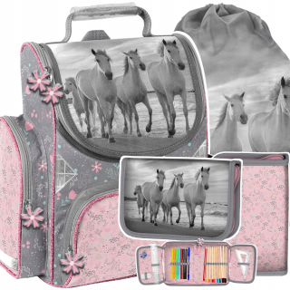 Aktovka školská taška - SchoolBag School Set Horses Horse Konik Paso