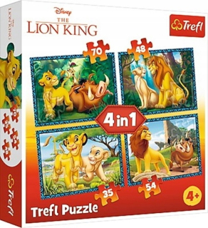 Leví kráľ - TREFL Puzzle 4in1 Kráľ Lev a priatelia 34317