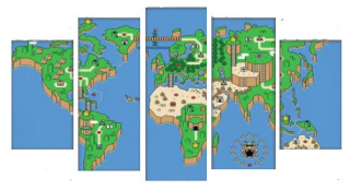 Super Mario - Triptych Obrázok na plote Super Mario Mapa 50x25cm