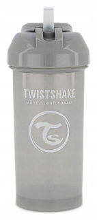 Twistshake hrnček so slamkou, 360 ml, sivý
