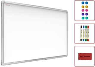 Magnetická tabuľa biela 60 × 40 cm stierateľná v hliníkovom ráme PREMIUM EXPO + sada príslušenstva