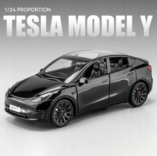 Tesla Model Y 1:24 otváracie dvere LED svetlý kov