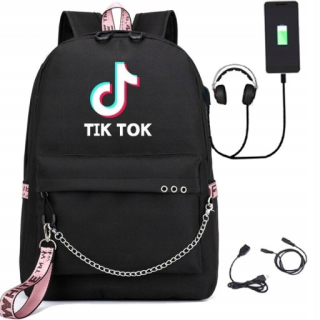 Školský batoh, taška - Batoh Tik Tok School Batoh s USB nabíjačkou pre