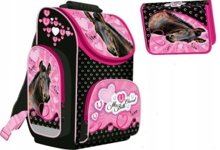 Aktovka školská taška - Ergonomická Satchel s konským čiernym koňom
