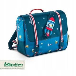 Aktovka školská taška - Schoolbag priateľov na modrom cestovaní,