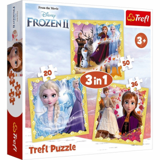 Elsa Frozen - TREFL - Puzzle 3in1 Land of Ice 2, Anna a Elsy Power