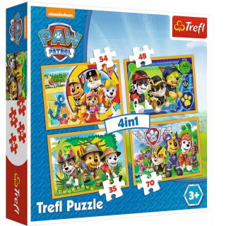 PAW Patrol - TREFL Puzzle 4in1 PSI PATROL vždy včas