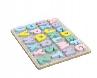 Drevené puzzle s veľkými pastelovými písmenami