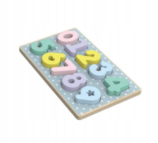 Drevená puzzle s číslami pastel