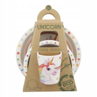 Aktovka školská taška - Unicorn - Sada bambusových riadov (doska, misa