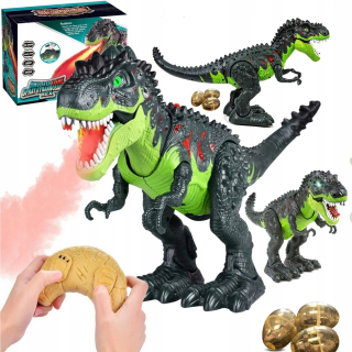 Velký dinosaurus kontrolovaný robot t-rex náša vajcia chódza pár led svetla