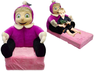Máša a medveď - Pohodlná stolička pre dievča zložené Pouf -%