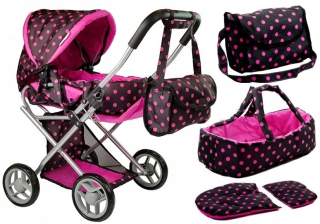 WISSPER - Bábika kočík Alice Baby Carrier Bag Black and Pink