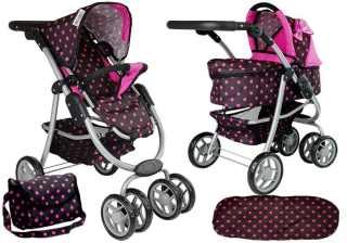 WISSPER - Kočík 2 W1 s Black-Pink Gondola Bag