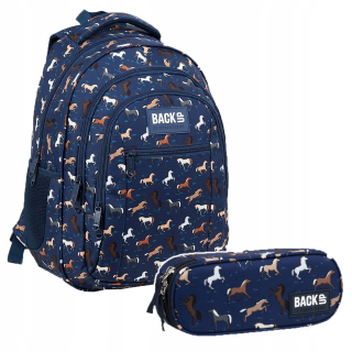 Školská taška - batoh, set, zostava - Sada 2 el. BACKPACK Puzdro na ceruzku Zálohovanie 26 l Kone