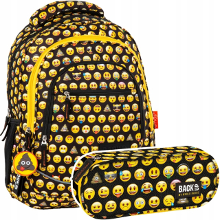Školská taška - batoh, set, zostava - Sada 2 el. BACKPACK CUBER CASE BACKUP EMOJI EMOJI