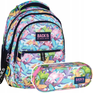 Školská taška - batoh, set, zostava - SADA 2 el. ZÁLOHOVACIE CERPADLO BACKPACK PASTELOVÉ VTÁKY