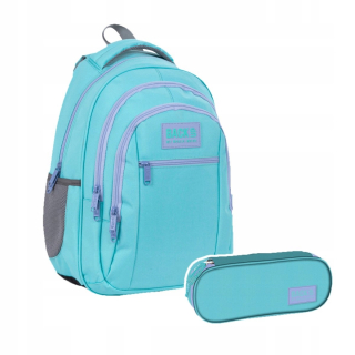 Školská taška - batoh, set, zostava - Sada 2 el batoha perferace zálohovanie pastel tyrkysové