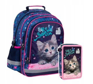Školská taška - batoh, set, zostava - Sada 2 el. BACKPACK Ceruzka Case Cleo & Frank Kotek