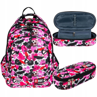 Školská taška - batoh, set, zostava - Sada 2 el. BACKPACK Ceruzka Prípad St.Vrazovo srdce srdce