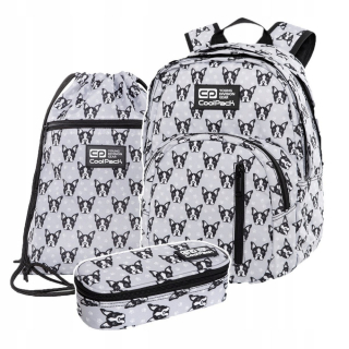 Školská taška - batoh, set, zostava - Sada 3 El Backpack Coolpack Discovery Bulldogs psov