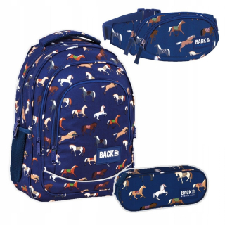 Školská taška - batoh, set, zostava - Sada 3 el. BACKPACK CUBER CASE CASE BACKUP HORSE