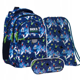 Školská taška - batoh, set, zostava - Sada 3 el. BACKPACK PACKU CASE BAG BACKUP 24 L xxx