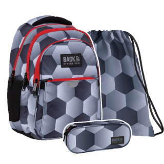 Školská taška - batoh, set, zostava - Sada 3 el. BACKPACK Ceruzka Zálohovanie futbalového vrecka