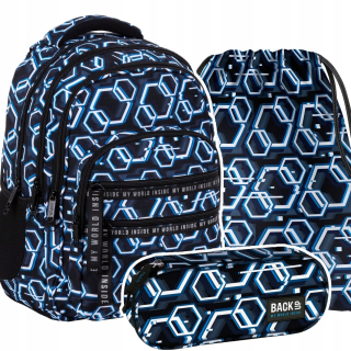 Školská taška - batoh, set, zostava - Sada 3 el. BACKPACK Ceruzka Puzdro Zálohovanie Zálohovanie online