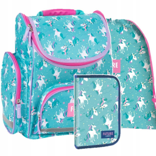Aktovka školská taška - Sada 3 El Satchel Case Case Unicorn Backup