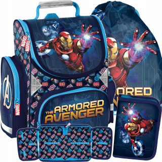 Aktovka školská taška - Sada 3in1 školskej tašky Avengers Iron Man