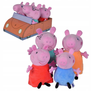 Pepa Pig - Sada 4 maskotov Rodina Peppa v aute