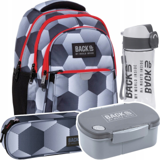 Školský batoh - Sada 4 El. Batoh ceruzky Case bidon zálohovanie futbal