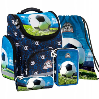 Aktovka školská taška - SADA 4 el TORNISTER PENCIL BAG FUTBALOVÁ LOPTA