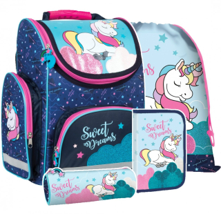 Aktovka školská taška - Sada 4 el. Unicorn Schoolbag Unicorn Unicorn