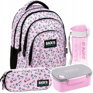 Školská taška - batoh, set, zostava - Sada 4EL batohu Zálohovanie Unicorn Unicorn Pastel