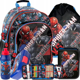 Školská taška - batoh, set, zostava - Sada 5W1 Školský batoh Spiderman Venom Paso