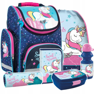 Aktovka školská taška - Sada 6 el. Unicorn Schoolbag Unicorn Unicorn