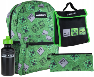 Astra Minecraft Zelená Sada Školský Batoh + Fľaša + Raňajkový Balíček + Taška