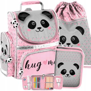 Aktovka školská taška - Súprava pre 1 triedu s Panda School Bag Panda