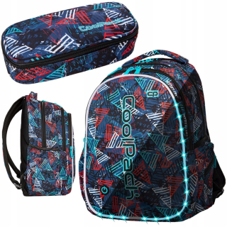 Coolpack Triangles LED Set - batoh Joy L a puzdro na ceruzky Campus