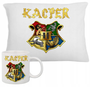 HARRY POTTER - Sada ventilátorov vankúš + MUG HARRY POTTER + NAME