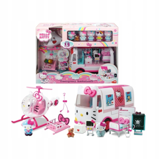 HELLO KITTY Ahoj Kitty Ambulans + Hellicopter + Figures