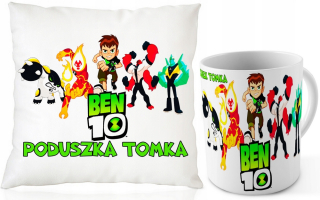 BEN 10 - CUP SET + BEN 10 PILLOW + NÁZOV PRE NICHOLAS