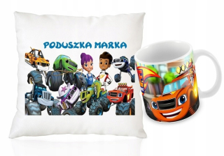 Blaze a Monster autá - Šálka blaze vankúš a mega stroje + názov