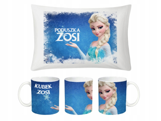 Elsa Frozen - MUG SET + ELSA CUSHION LAND OF ICE + NAME